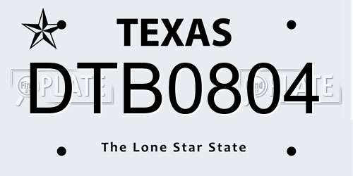 DTB0804 Texas License Plate