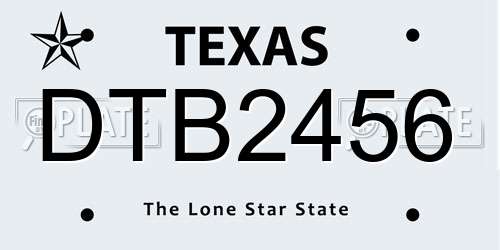 DTB2456 Texas License Plate