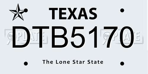 DTB5170 Texas License Plate
