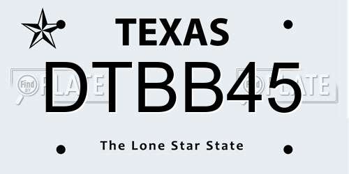 DTBB45 Texas License Plate
