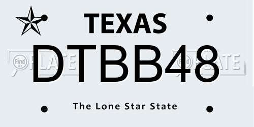 DTBB48 Texas License Plate