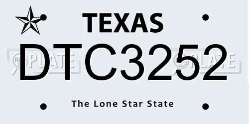 DTC3252 Texas License Plate
