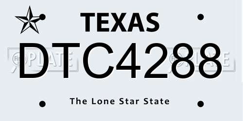 DTC4288 Texas License Plate