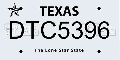 DTC5396 Texas License Plate