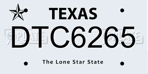 DTC6265 Texas License Plate