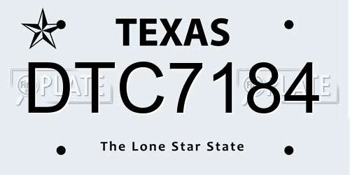 DTC7184 Texas License Plate