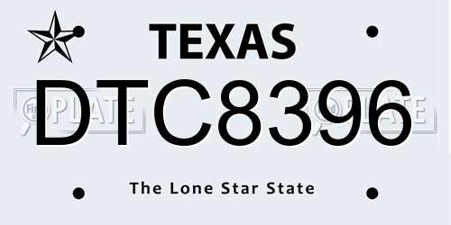 DTC8396 Texas License Plate