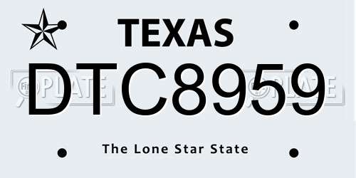 DTC8959 Texas License Plate