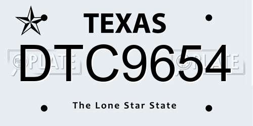 DTC9654 Texas License Plate