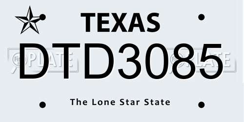 DTD3085 Texas License Plate