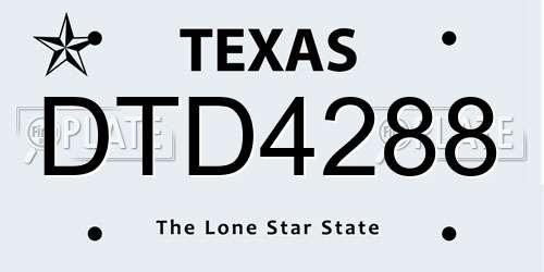 DTD4288 Texas License Plate