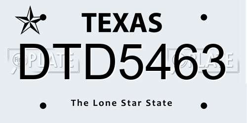 DTD5463 Texas License Plate