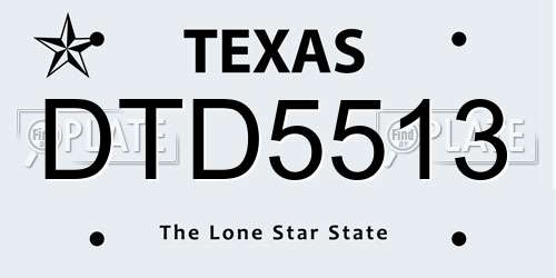 DTD5513 Texas License Plate