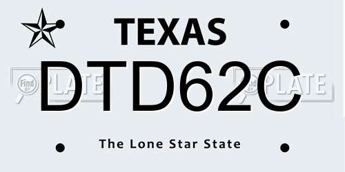 DTD62C Texas License Plate