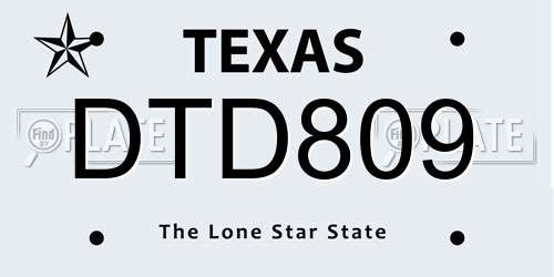 DTD809 Texas License Plate