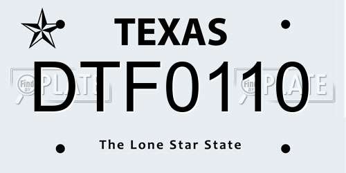 DTF0110 Texas License Plate