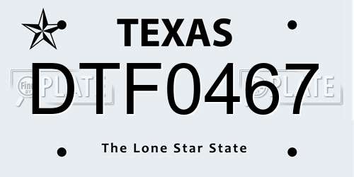 DTF0467 Texas License Plate