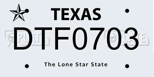 DTF0703 Texas License Plate