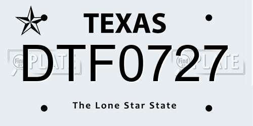 DTF0727 Texas License Plate