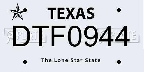 DTF0944 Texas License Plate