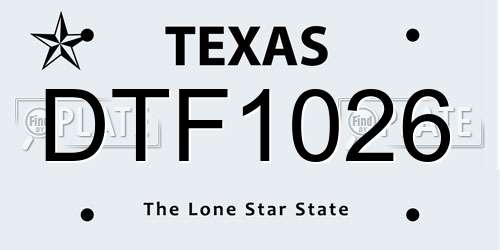 DTF1026 Texas License Plate