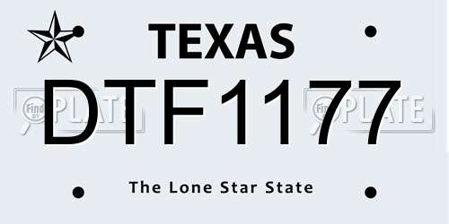 DTF1177 Texas License Plate