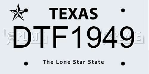 DTF1949 Texas License Plate