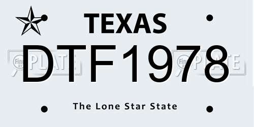 DTF1978 Texas License Plate