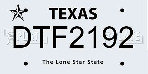 DTF2192 Texas License Plate