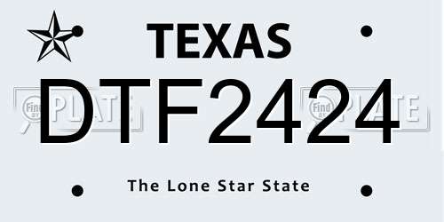 DTF2424 Texas License Plate