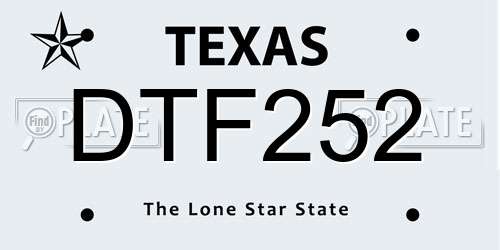 DTF252 Texas License Plate