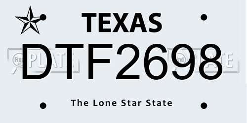 DTF2698 Texas License Plate