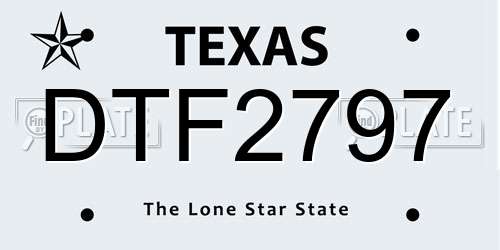 DTF2797 Texas License Plate