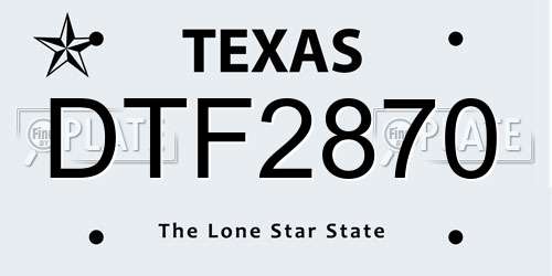 DTF2870 Texas License Plate