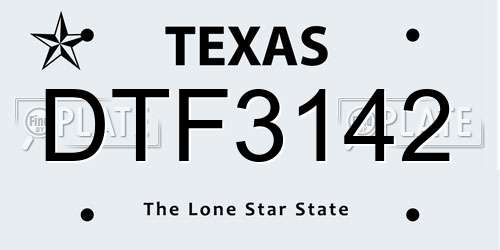 DTF3142 Texas License Plate