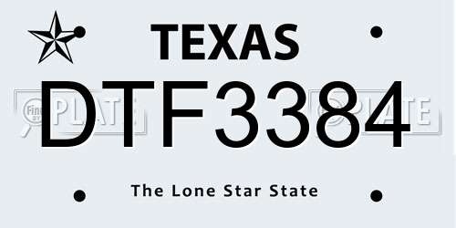 DTF3384 Texas License Plate