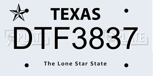 DTF3837 Texas License Plate