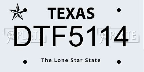 DTF5114 Texas License Plate