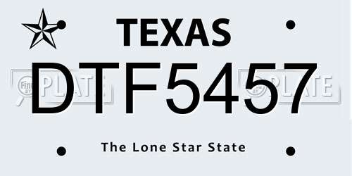 DTF5457 Texas License Plate