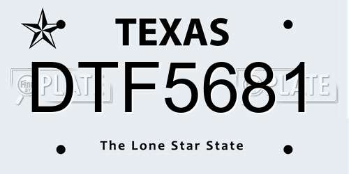 DTF5681 Texas License Plate