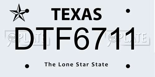 DTF6711 Texas License Plate