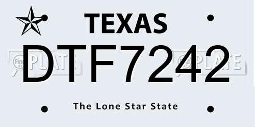 DTF7242 Texas License Plate
