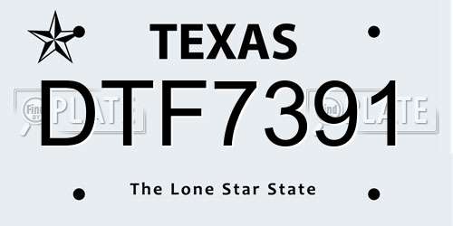 DTF7391 Texas License Plate