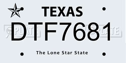 DTF7681 Texas License Plate