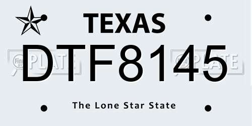 DTF8145 Texas License Plate