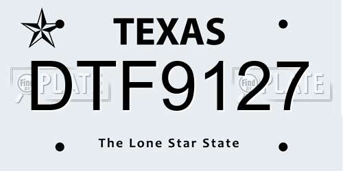 DTF9127 Texas License Plate