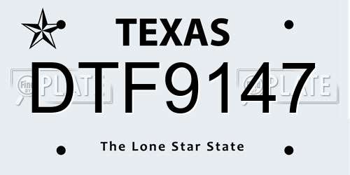 DTF9147 Texas License Plate