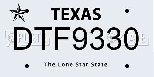 DTF9330 Texas License Plate