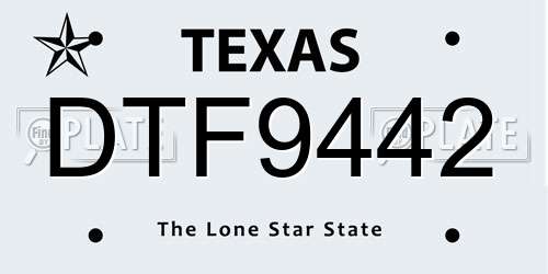 DTF9442 Texas License Plate