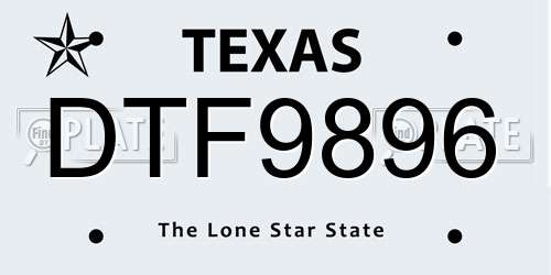 DTF9896 Texas License Plate